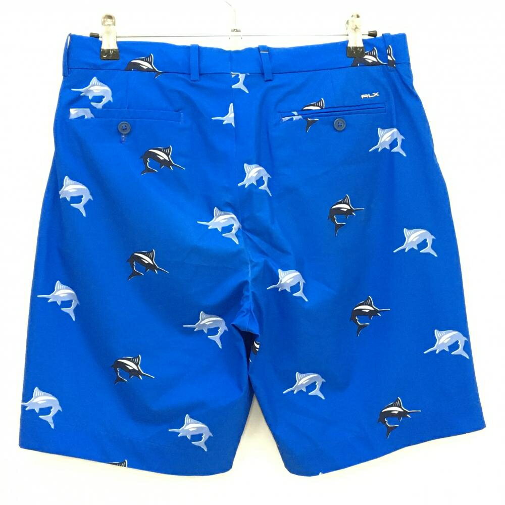 ラルフローレン ハーフパンツ ブルー×ネイビー カジキ総柄 ストレッチ メンズ 32 ゴルフウェア Ralph Lauren