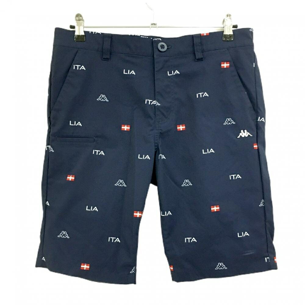Kappa - [クーポン対象品]【美品】カッパ ハーフパンツ ネイビー×白×レッド ロゴ総柄 メンズ L ゴルフウェア Kappa