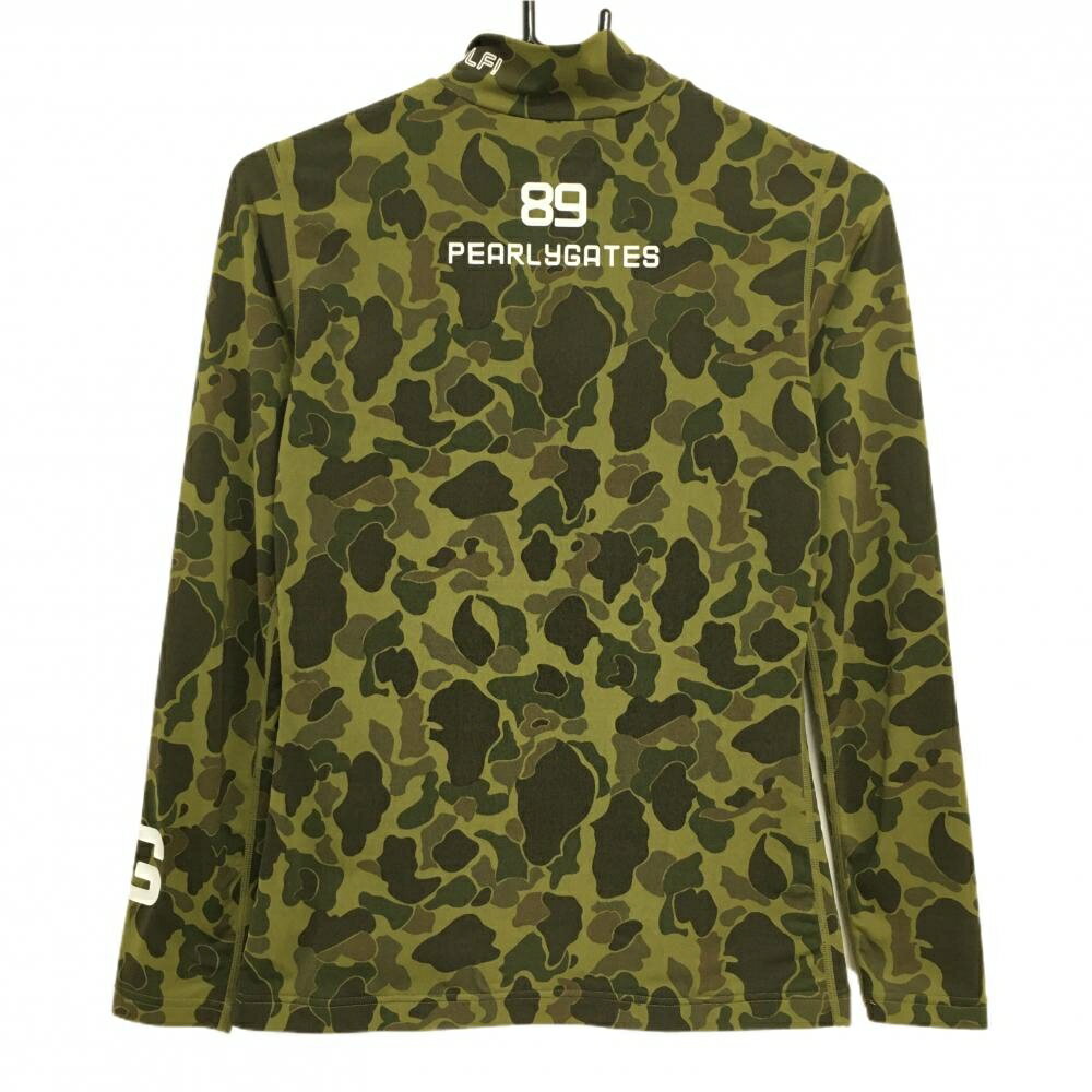 【超美品】パーリーゲイツ ハイネックインナーシャツ カーキ×ダークブラウン系 迷彩風 レディース 1(M) ゴルフウェア PEARLY GATES