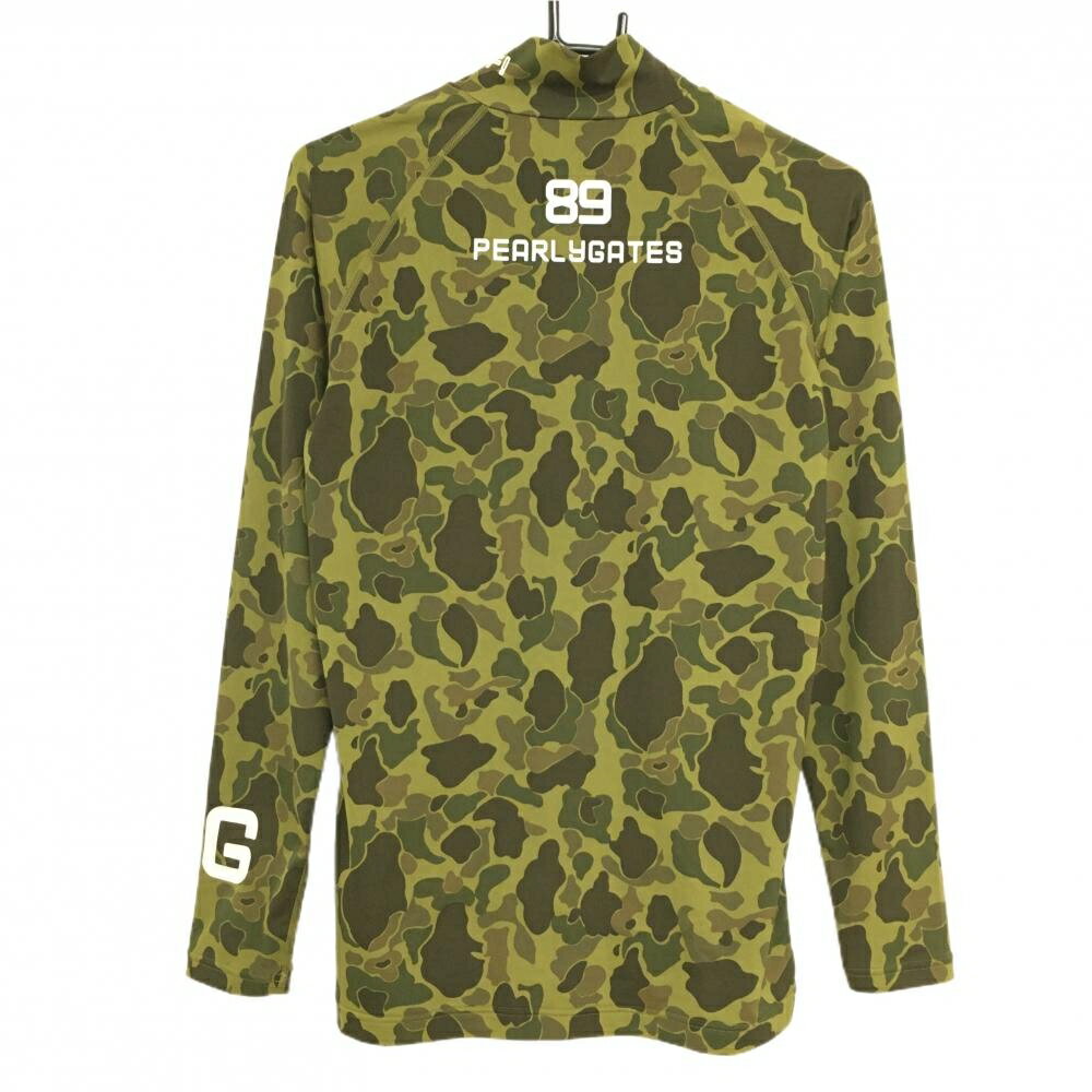 【超美品】パーリーゲイツ ハイネックインナーシャツ カーキ×ダークブラウン 迷彩風 カモフラ メンズ 4(M) ゴルフウェア PEARLY GATES