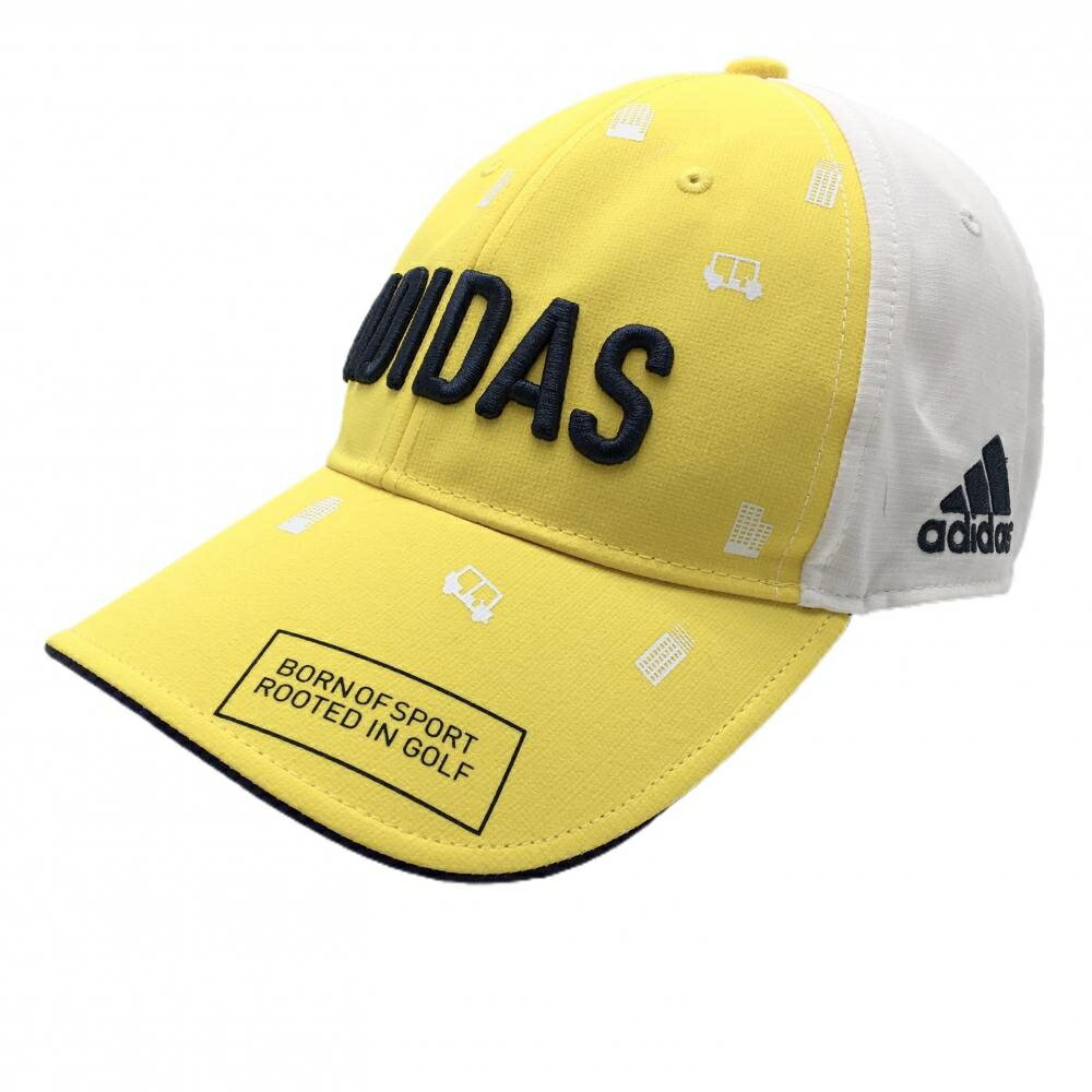 SINACOVA GOLF - [クーポン対象品]【美品】アディダス キャップ イエロー×白 フロント柄 立体ロゴ フリー(57-59cm) ゴルフウェア adidas