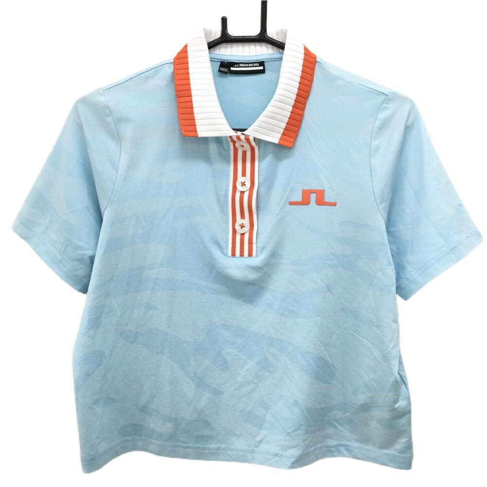 J Lindberg - [クーポン対象品]【美品】ジェイリンドバーグ 半袖ポロシャツ ライトブルー系 カモフラ調 迷彩 レディース S ゴルフウェア 2024年モデル J．LINDEBERG