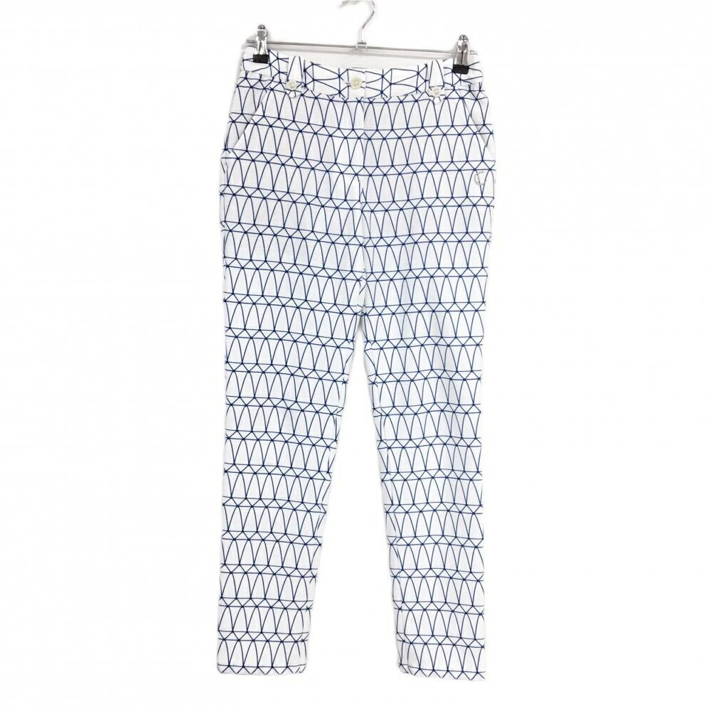 キャロウェイ パンツ 白×ブルー 総柄 ロゴ刺しゅう レディース S ゴルフウェア Callaway