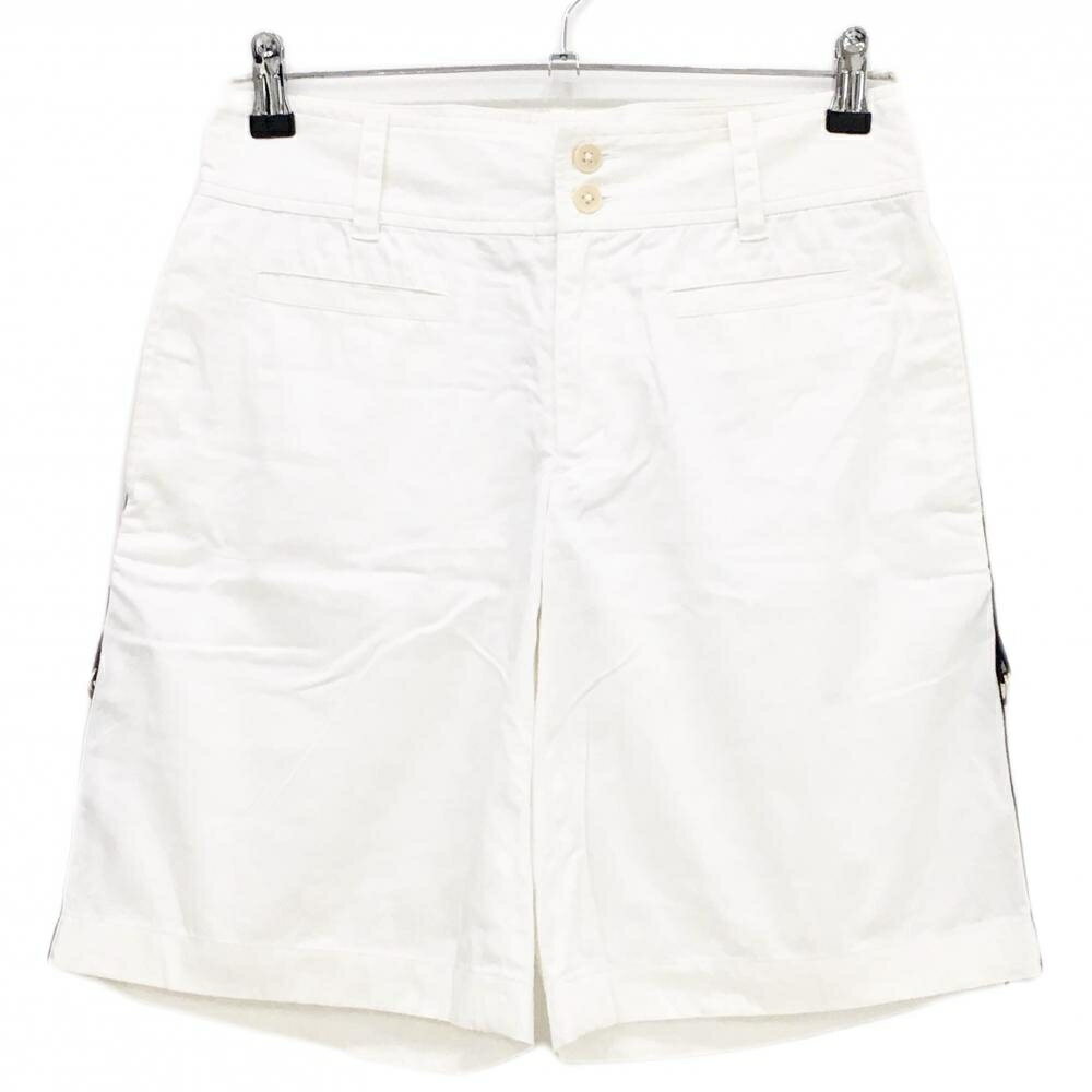 【美品】ラルフローレンゴルフ ハーフパンツ 白×ネイビー サイドライン レディース 9(M) ゴルフウェア Ralph Lauren