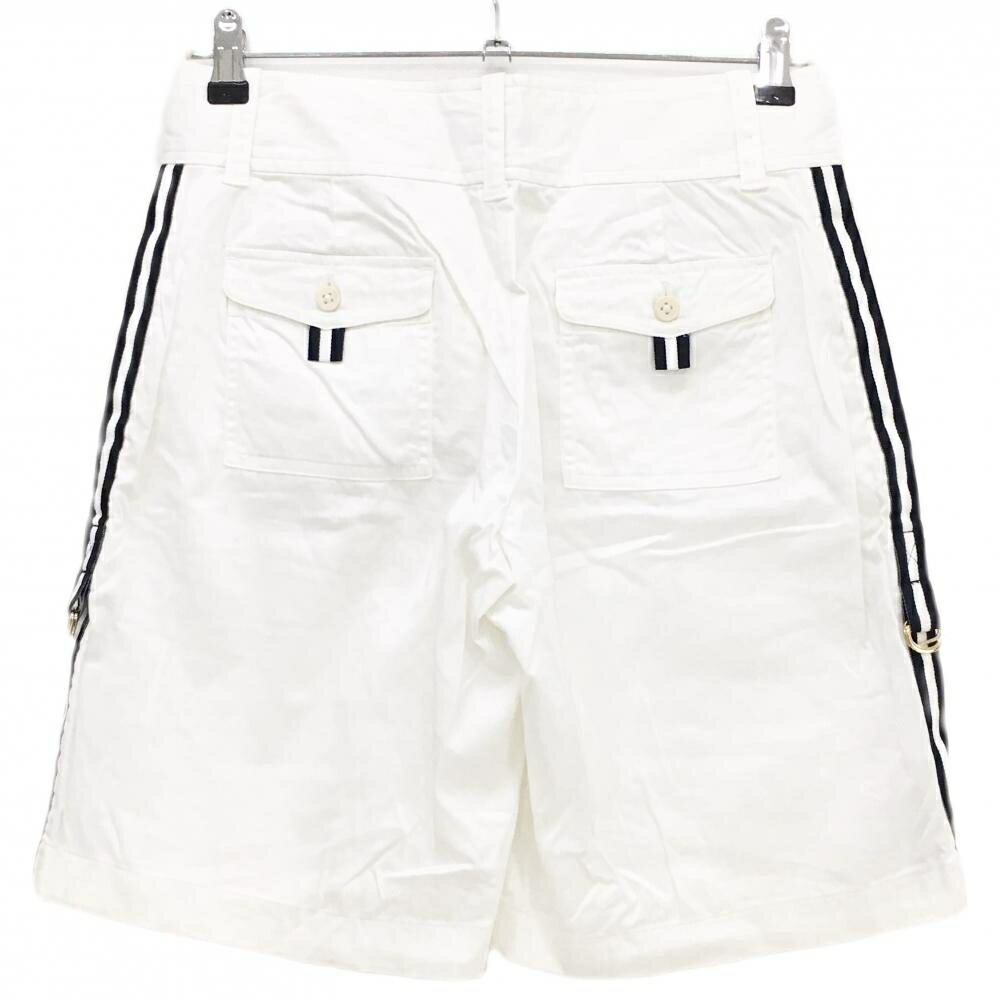 【美品】ラルフローレンゴルフ ハーフパンツ 白×ネイビー サイドライン レディース 9(M) ゴルフウェア Ralph Lauren