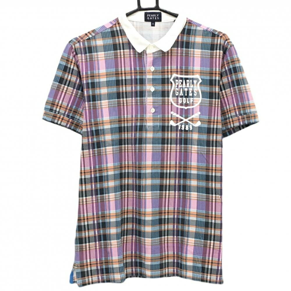 Other - 【美品】パーリーゲイツ 半袖ポロシャツ ピンク×オレンジ チェック メンズ 5(L) ゴルフウェア PEARLY GATES