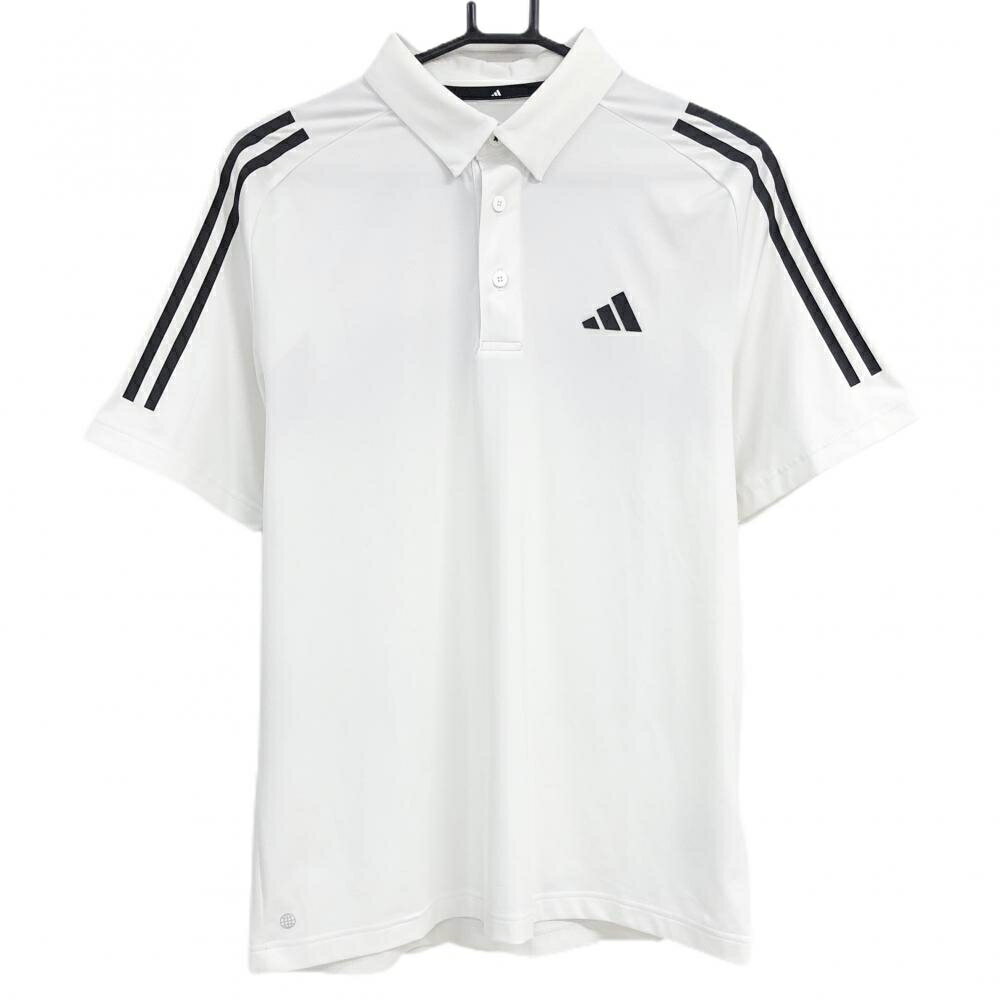 Other - 【美品】アディダス 半袖ポロシャツ 白×黒 袖3ライン 背面メッシュ風 メンズ ゴルフウェア adidas