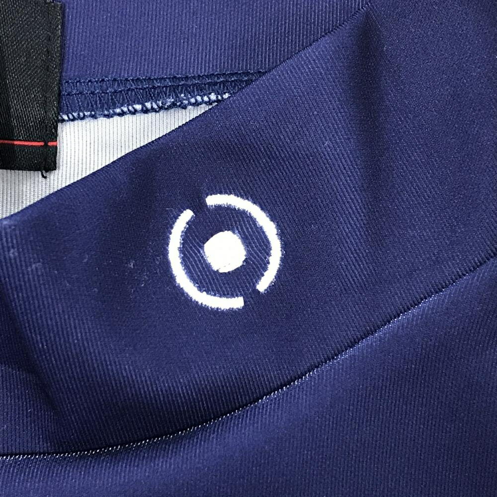 【超美品】ピン 半袖ハイネックシャツ ネイビー×白 ボーダー 星 レディース L ゴル...