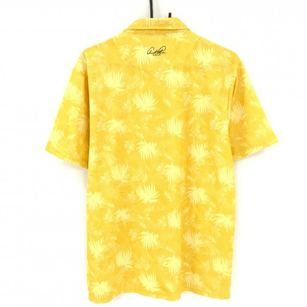 【超美品】アーノルドパーマーゴルフ 半袖ポロシャツ イエロー リーフ柄 ボタンダウン メンズ XO ゴルフウェア Arnold Palmer
