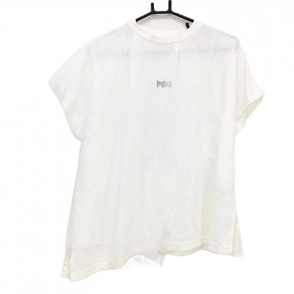 Untitled Sport - PGGパーリーゲイツ Tシャツ 白 一部メッシュ ロゴプリント レディース 1(M) ゴルフウェア PEARLY GATES