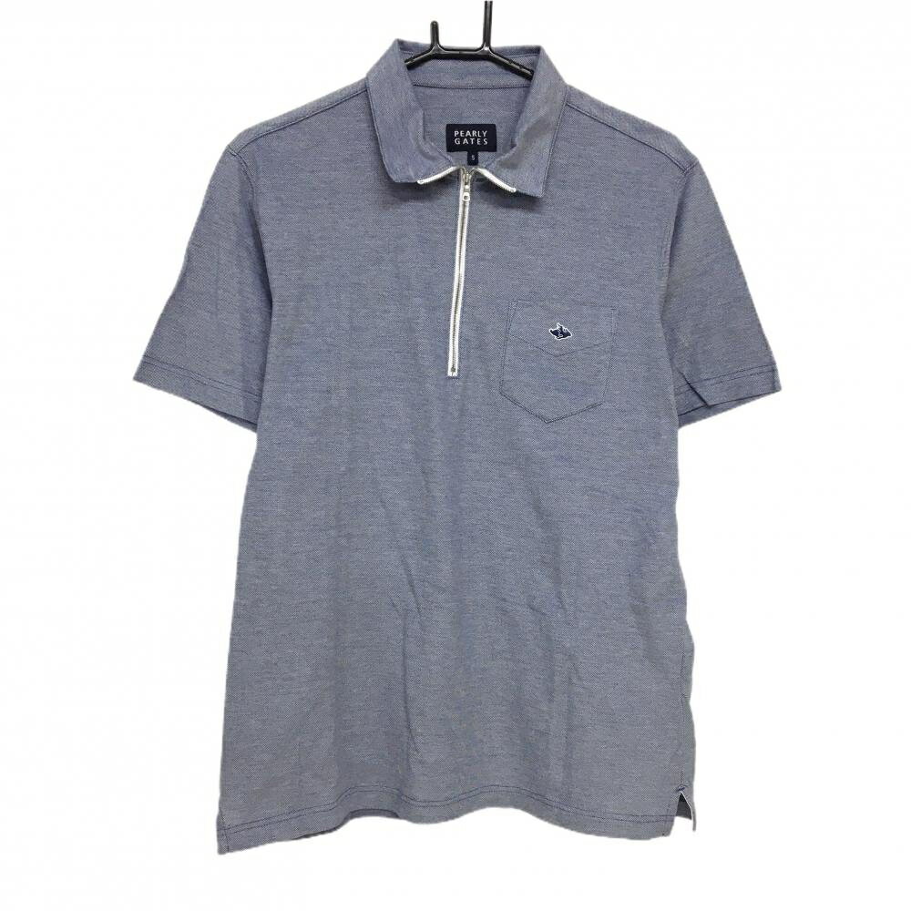 PEARLY GATES - 【美品】パーリーゲイツ 半袖ポロシャツ ネイビー系 ハーフジップ 胸ポケット付 メンズ 5(L) ゴルフウェア PEARLY GATES