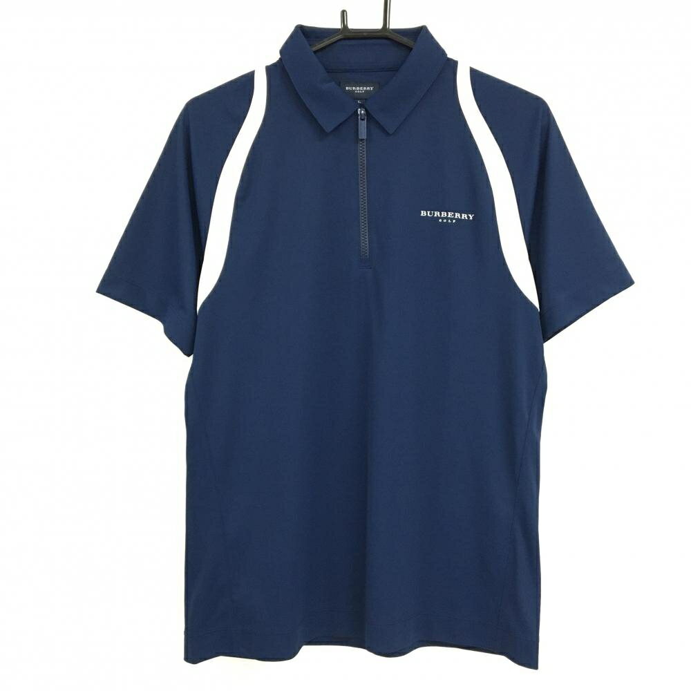 BURBERRY Golf - 【超美品】バーバリーゴルフ 半袖ポロシャツ ネイビー×白 ハーフジップ メンズ L ゴルフウェア BURBERRY GOLF