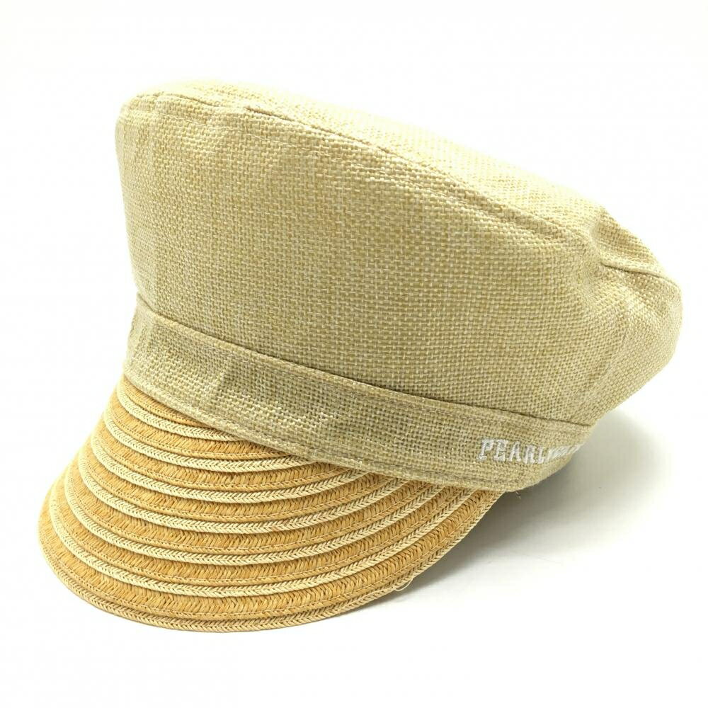 Men'S Wear - 【新品】パーリーゲイツ キャスケット ベージュ×白 ストローハット ロゴ刺しゅう FR ゴルフウェア PEARLY GATES