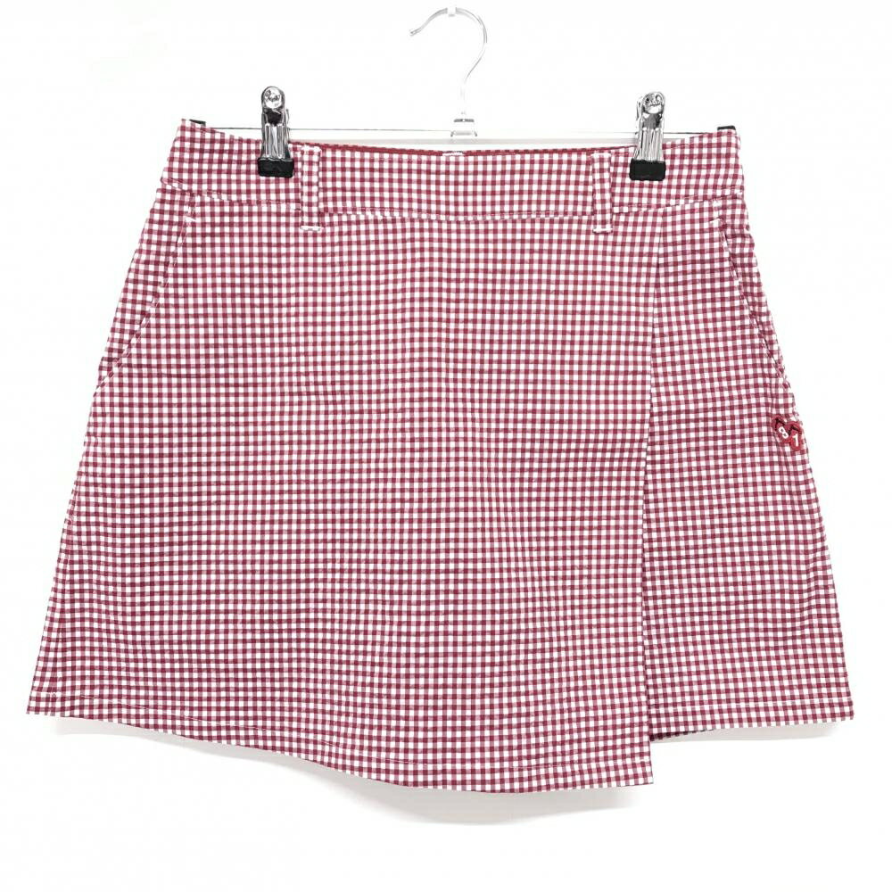 【美品】ゾーイ キュロットスカート レッド×白 チェック サッカー生地風 レディース 38(M) ゴルフウェア ZOY