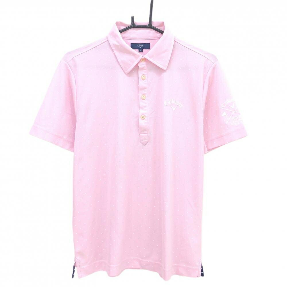 Shirts - キャロウェイ 半袖ポロシャツ ライトピンク×白 ドット 胸ロゴ メンズ L ゴルフウェア Callaway