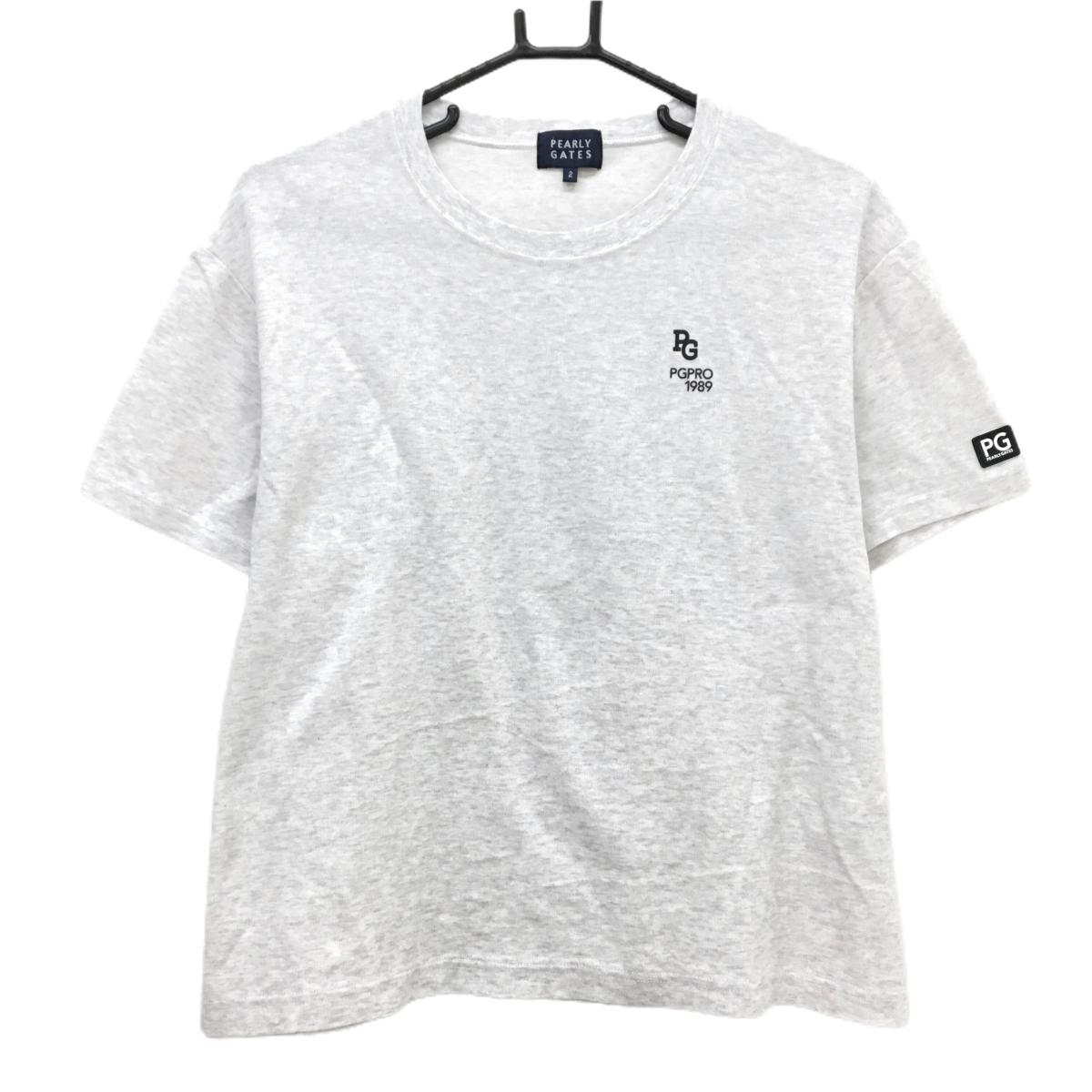 PEARLY GATES - [クーポン対象品]パーリーゲイツ Tシャツ 杢ライトグレー ビッグロゴ レディース 2(L) ゴルフウェア 2024年モデル PEARLY GATES