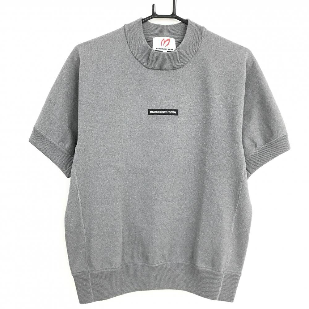 毛衣 - 【超美品】マスターバニー 半袖セーター グレー フロントロゴ 15周年 レディース 2(L) ゴルフウェア 2025年モデル MASTER BUNNY EDITION