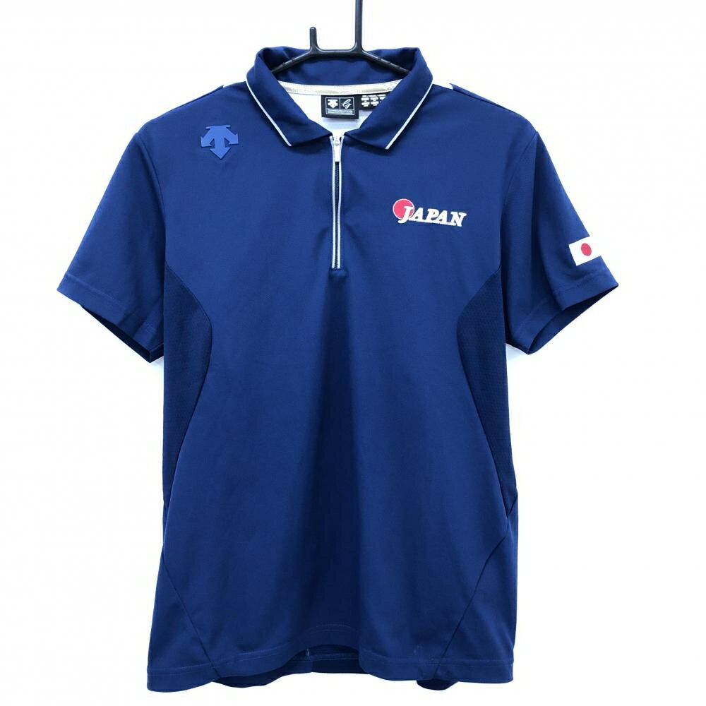 Shirts - デサントゴルフ 半袖ポロシャツ ネイビー×レッド×白 JAPAN 中田英寿 メンズ M ゴルフウェア DESCENTE