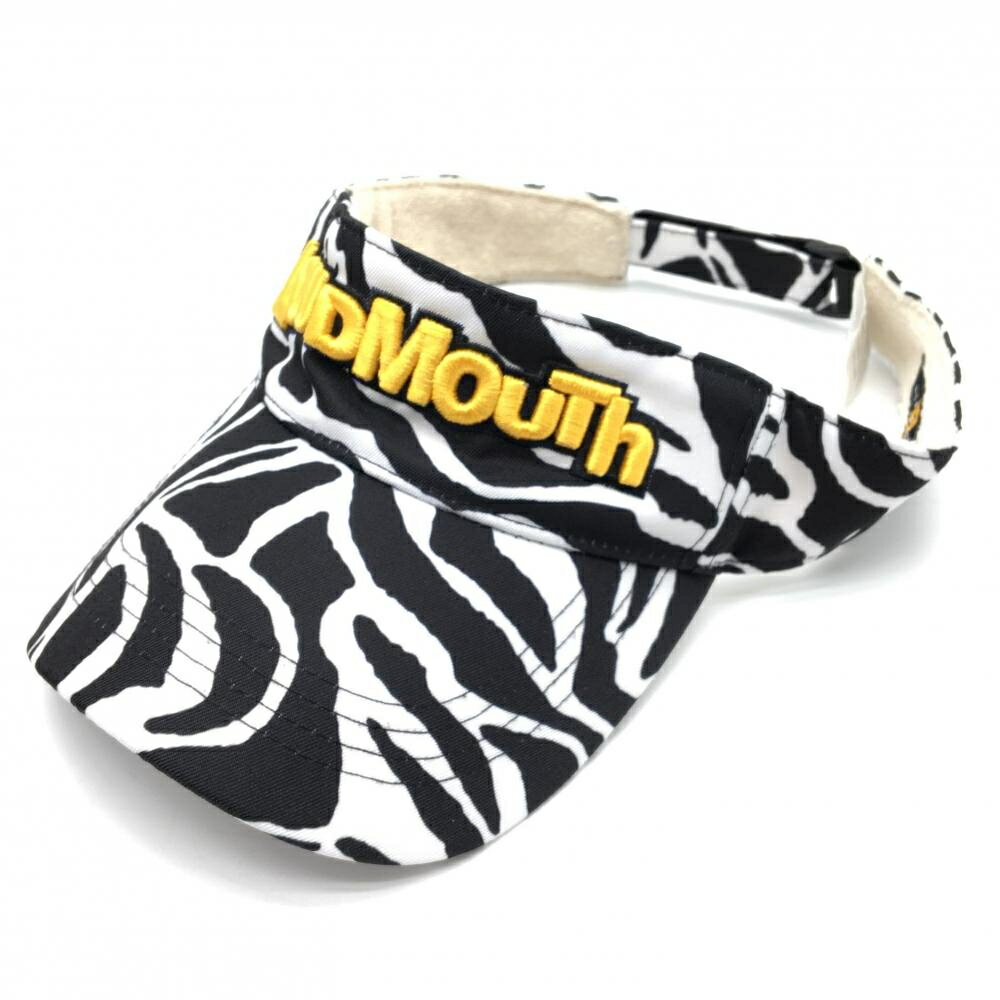 ラウドマウス サンバイザー 黒×白 ゼブラ 総柄 ロゴ立体刺しゅう 裏地パイル ゴルフウェア LOUDMOUTH