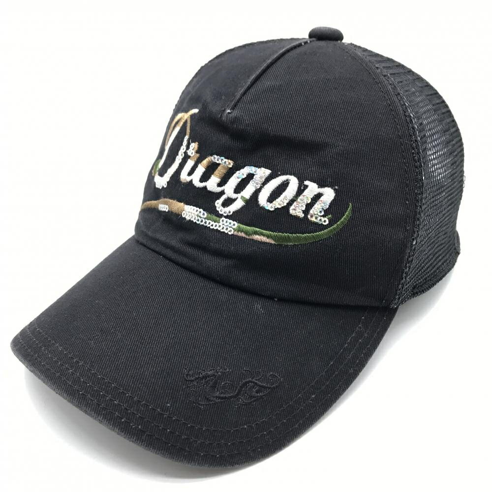 Dance with Dragon - ダンスウィズドラゴン メッシュキャップ 黒 カモフラ柄ロゴ スパンコール 99(F) ゴルフウェア Dance With Dragon