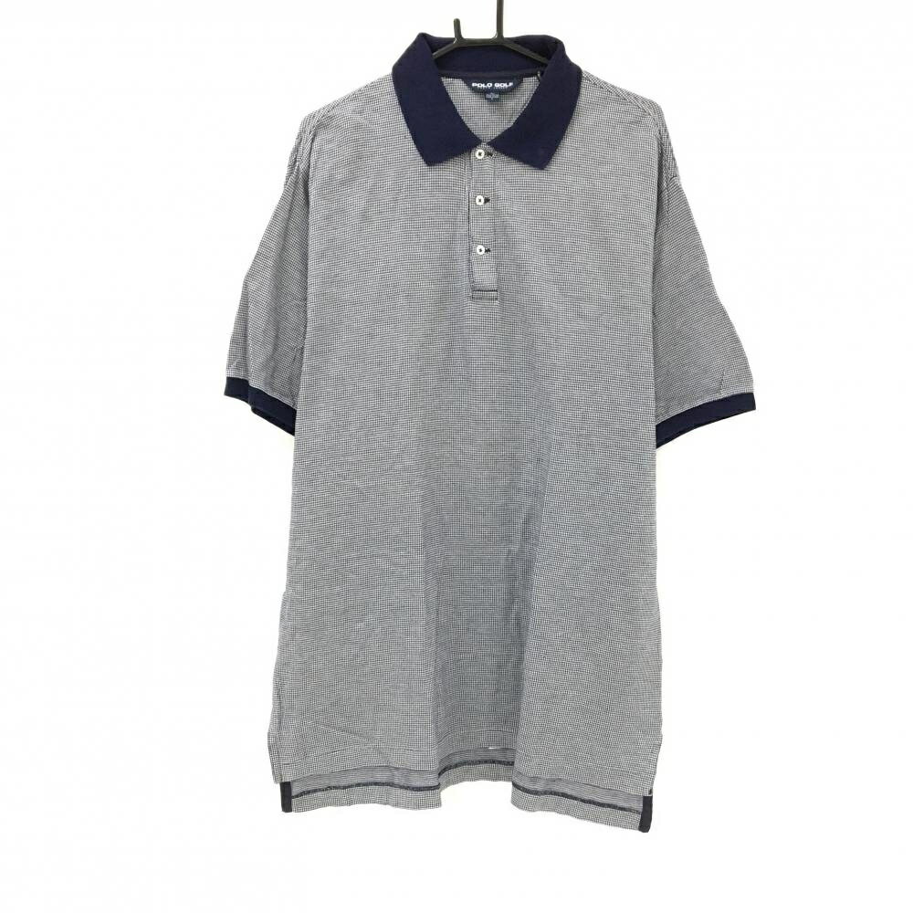 Polo Golf - 【美品】ポロゴルフ 半袖ポロシャツ 白×ネイビー 千鳥格子 メンズ L ゴルフウェア 大きいサイズ Ralph Lauren