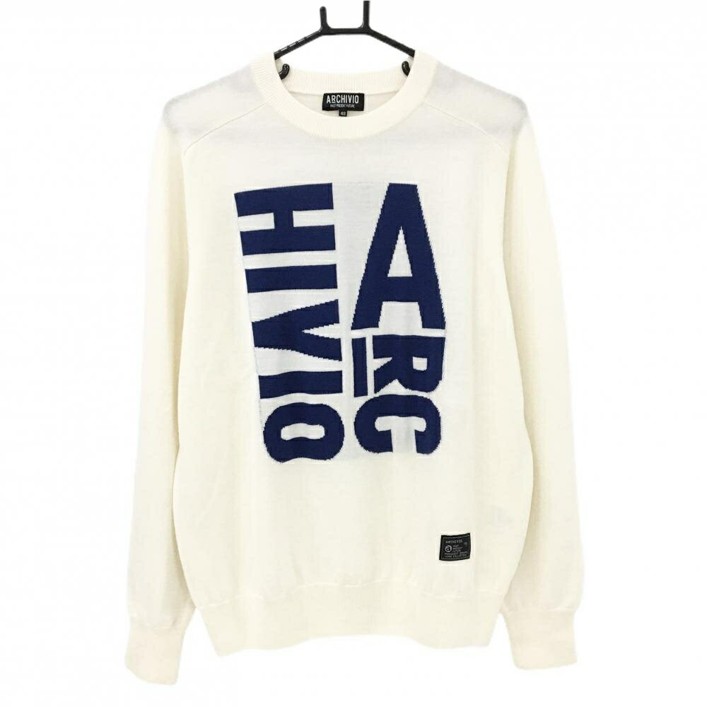 Other - 【超美品】アルチビオ セーター 白×ブルー フロントロゴ ウール混 メンズ 48(L) ゴルフウェア 2024年モデル archivio