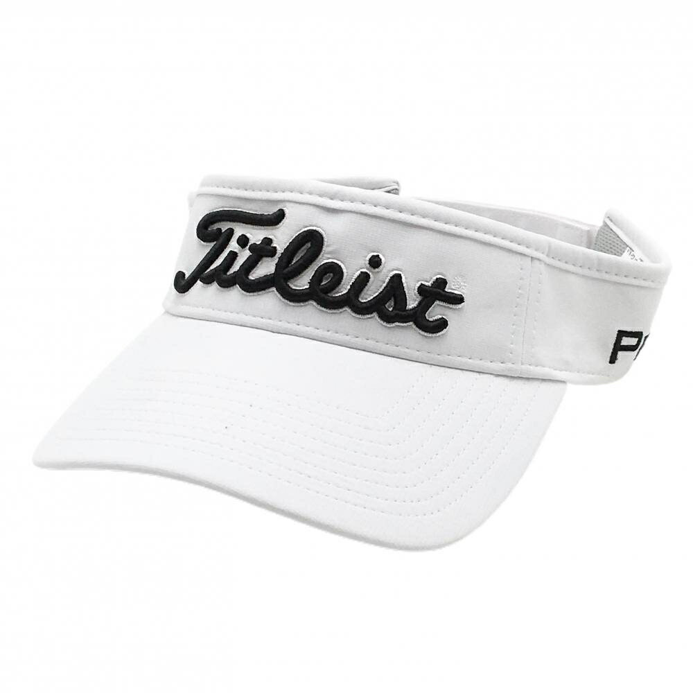 【超美品】タイトリスト サンバイザー 白×黒 立体ロゴ ゴルフウェア TITLEIST