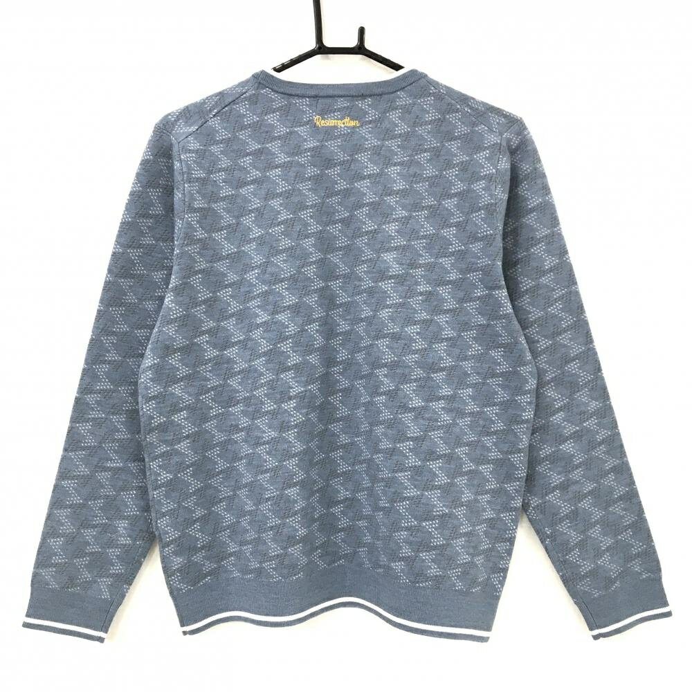 【超美品】レザレクション セーター ブルーグレー×白 総柄 ニット レディース L ゴルフウェア Resurrection