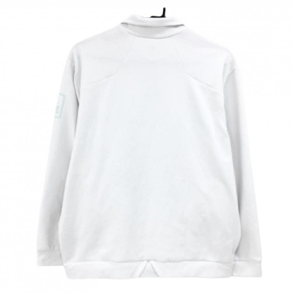 【美品】アディダス 襟付きトレーナー 白×ライトブルー 袖ロゴ 薄手 レディース OT ゴルフウェア adidas