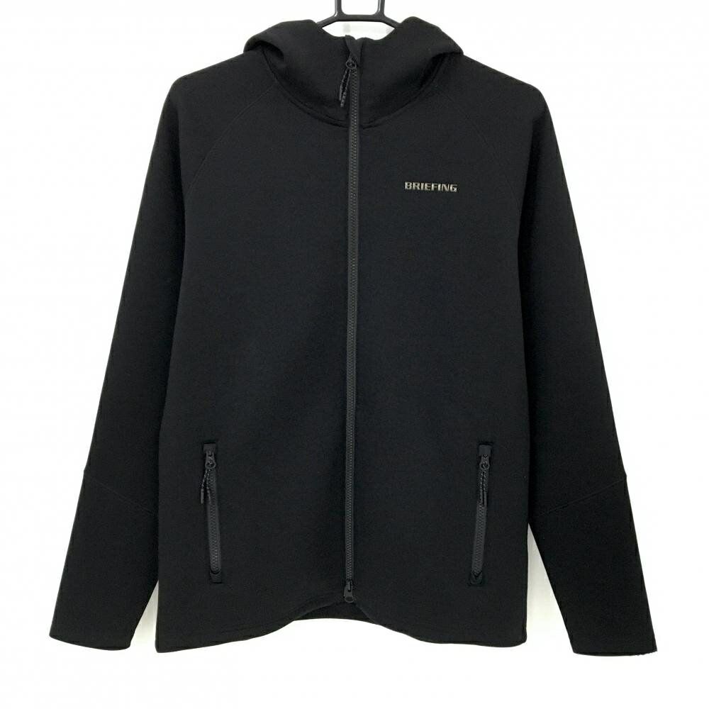 【美品】ブリーフィング ジップパーカー 黒 ダンボールニット 背面立体ロゴ メンズ M ゴルフウェア BRIEFING