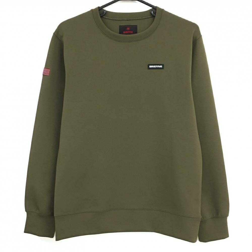 【超美品】ブリーフィング トレーナー カーキ 背面立体ロゴ メンズ M ゴルフウェア BRIEFING