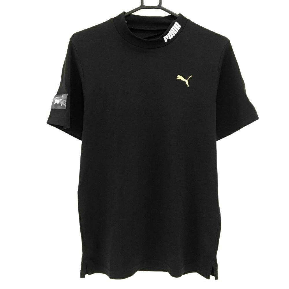 Shirts - 【超美品】プーマ 半袖ハイネックシャツ 黒 ネックロゴ 袖ワッペン メンズ M ゴルフウェア PUMA