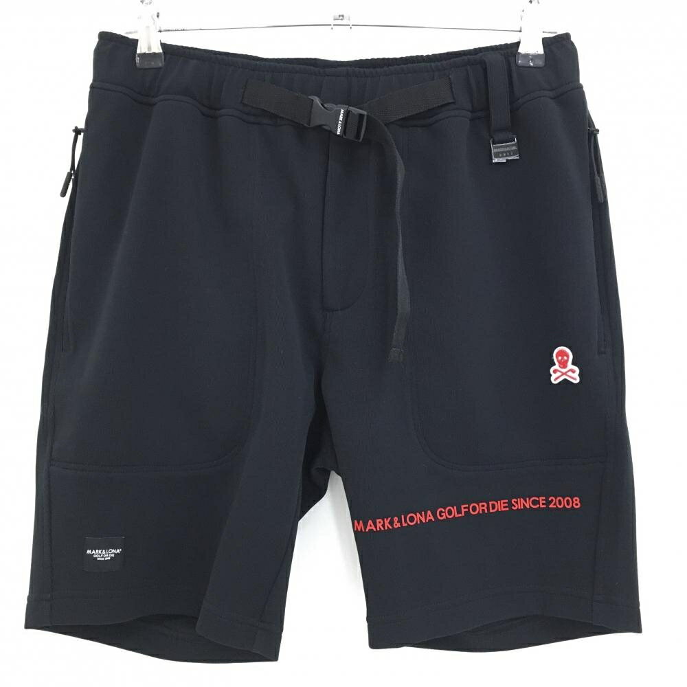 【美品】マークアンドロナ ハーフパンツ 黒 スカル メンズ 46(M) ゴルフウェア MARK＆LONA