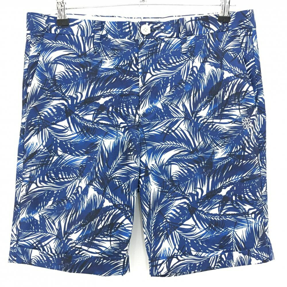【超美品】セントアンドリュース ハーフパンツ 白×ネイビー リーフ柄 ストレッチ ...