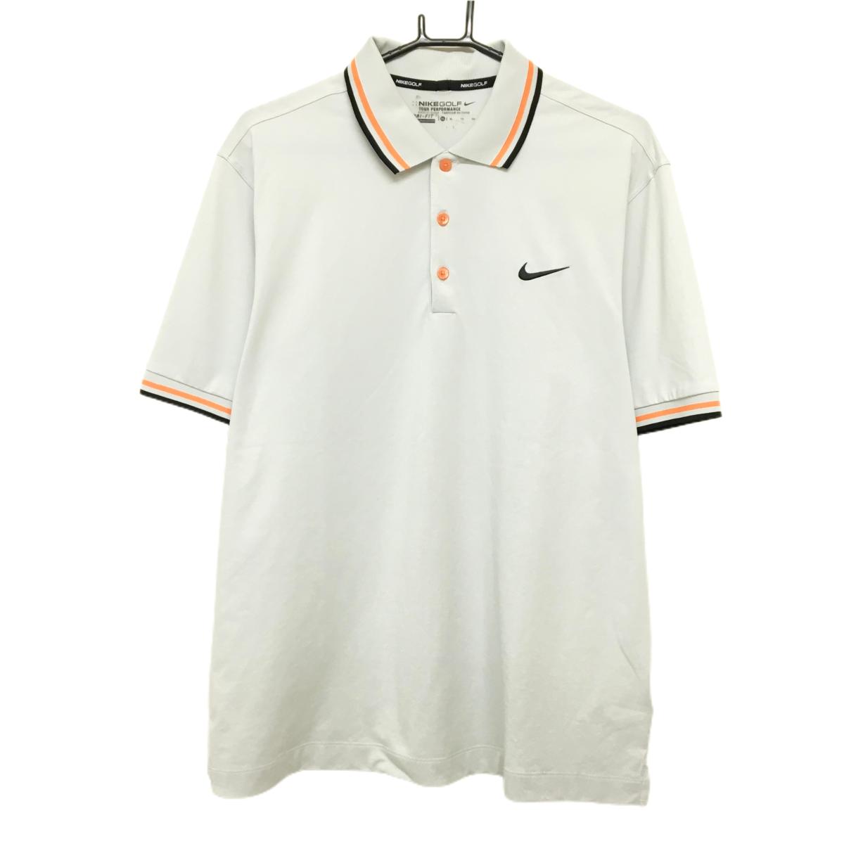 NIKE - ナイキ 半袖ポロシャツ ライトグレー×オレンジ メンズ XL ゴルフウェア NIKE