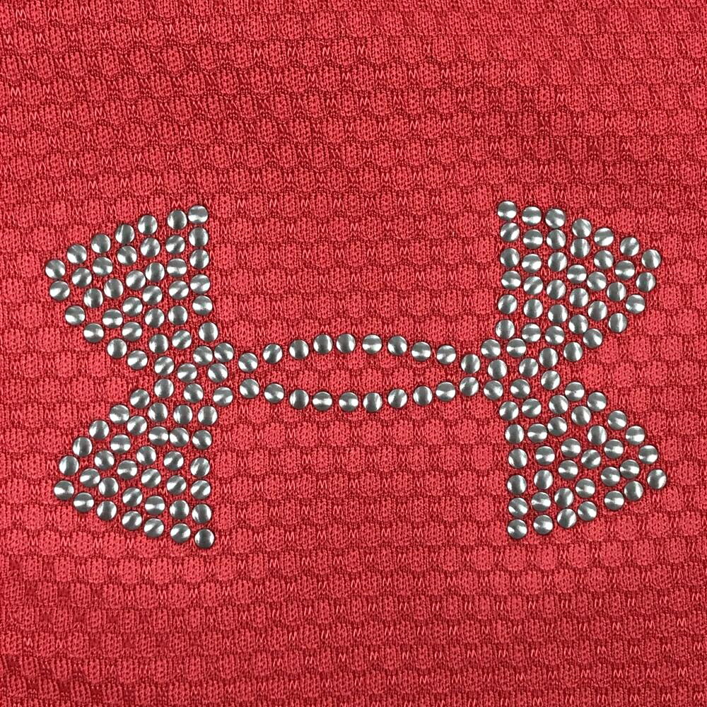 アンダーアーマー 半袖ポロシャツ レッド 織生地 ロゴスタッズ heatgear メンズ XL...