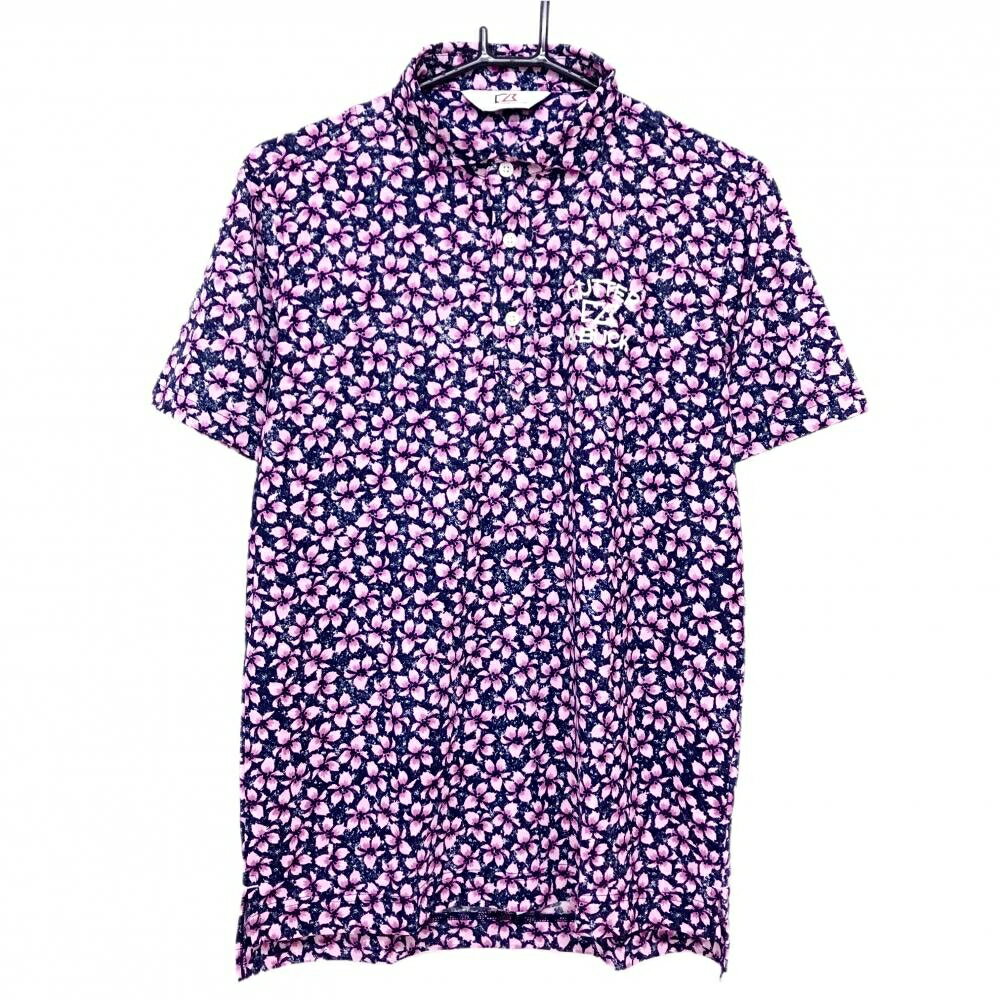 CUTTER & BUCK - 【超美品】カッターアンドバック 半袖ポロシャツ ネイビー×ピンク 花柄 メンズ M ゴルフウェア CUTTER＆BUCK