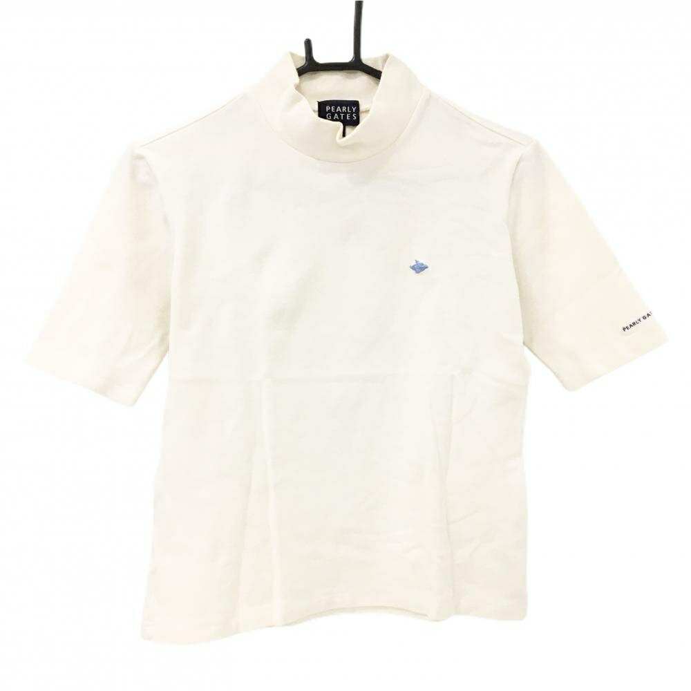 PEARLY GATES - パーリーゲイツ 半袖ハイネックシャツ 白系 五分袖 胸ロゴ レディース 1(M) ゴルフウェア PEARLY GATES