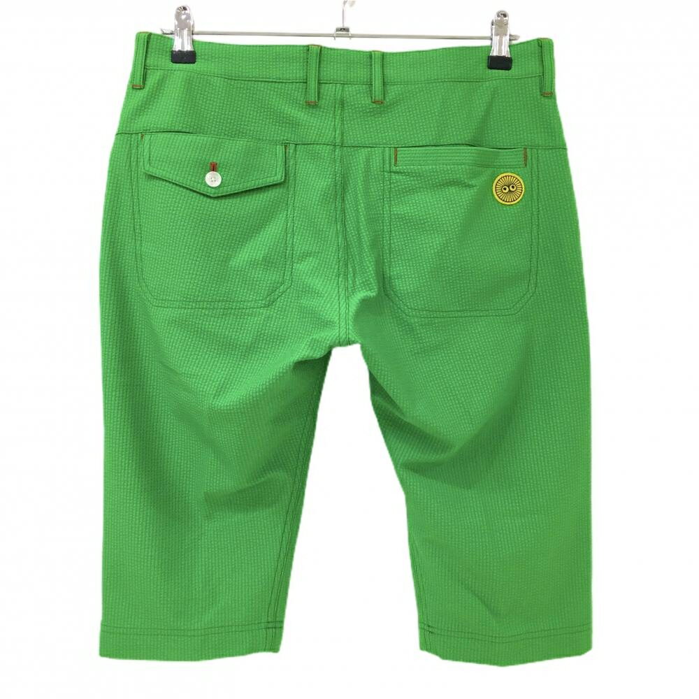 【超美品】ビバハート ハーフパンツ グリーン ロゴイエロー サッカー生地 メンズ 82 ゴルフウェア VIVA HEART