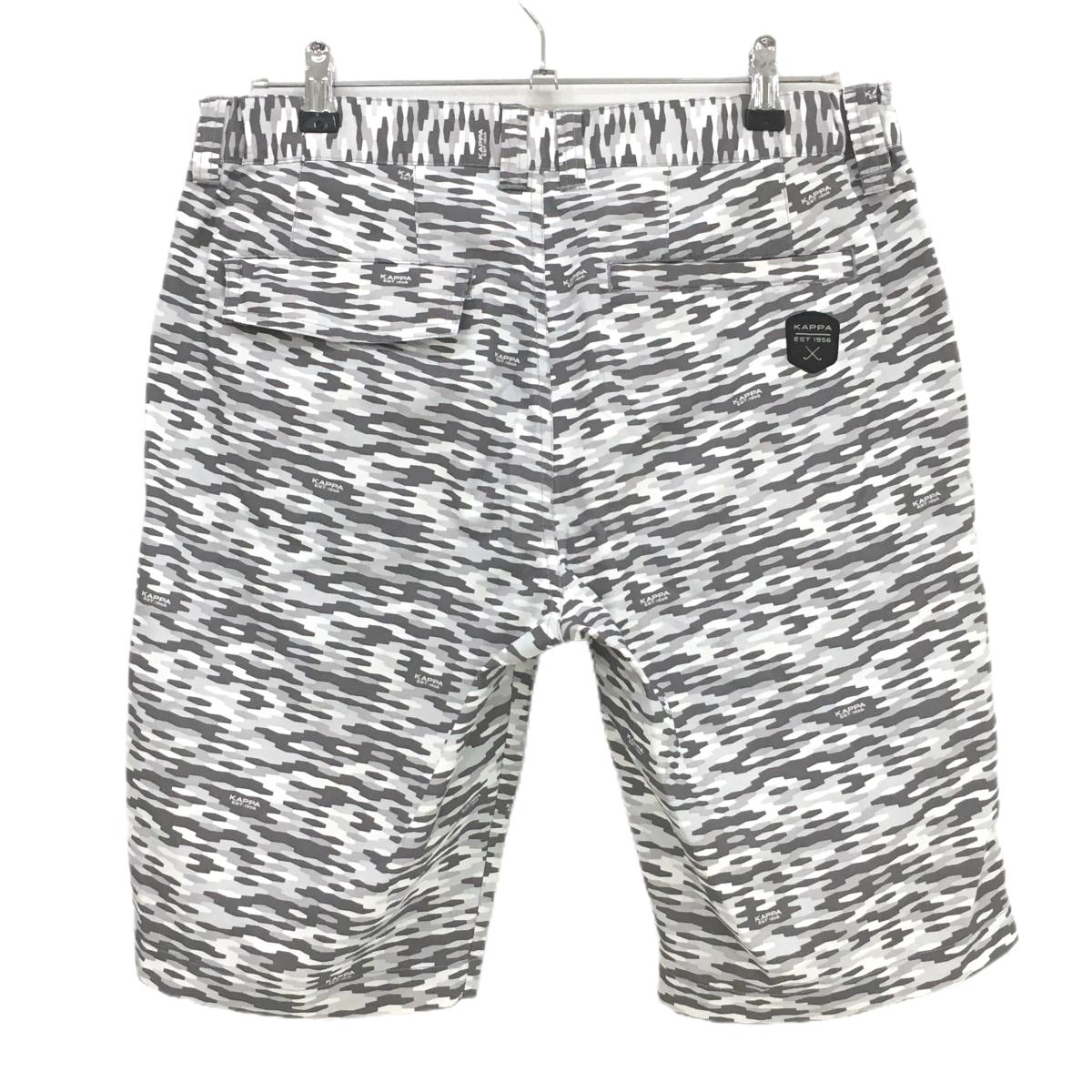 【美品】カッパ ハーフパンツ 白×グレー 総柄 ワッペン メンズ L ゴルフウェア Kappa
