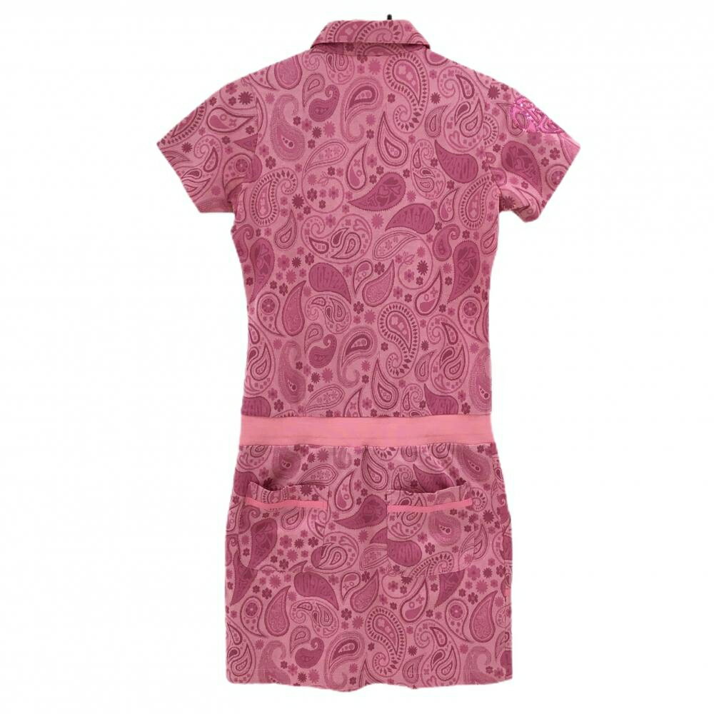 【美品】ダンスウィズドラゴン 半袖ワンピース ピンク ペイズリー柄 レディース 2(M) ゴルフウェア Dance With Dragon