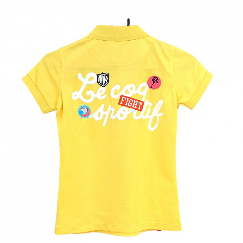 【超美品】ルコックゴルフ 半袖ポロシャツ イエロー ロゴ刺しゅう レディース S ゴルフウェア le coq sportif