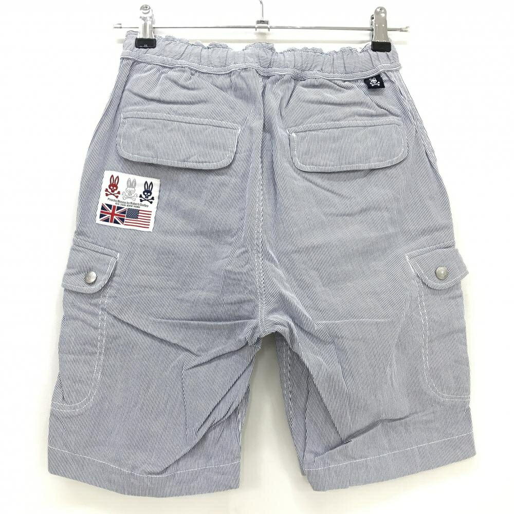 【美品】サイコバニー ハーフパンツ ネイビー×白 細目ストライプ メンズ S ゴルフウェア Psycho Bunny