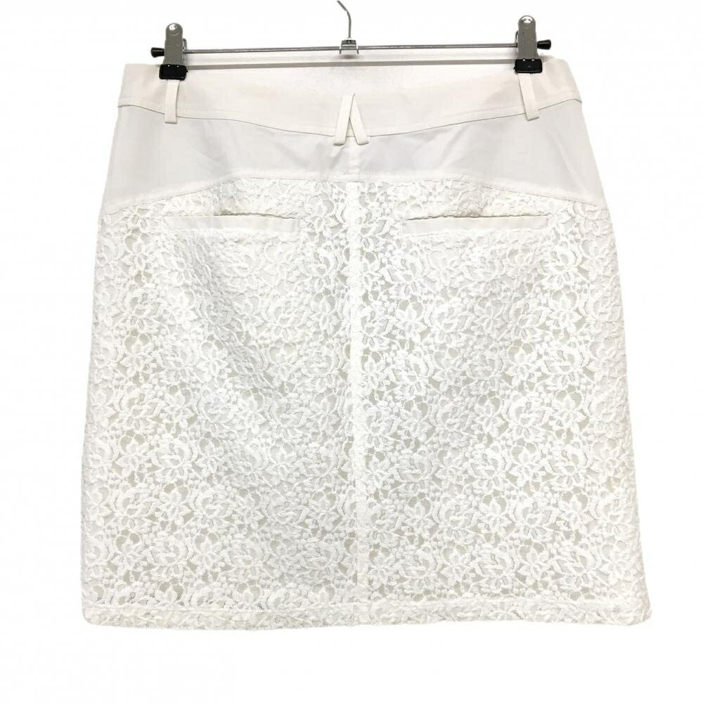 【超美品】ブラックアンドホワイト スカート 白 リース ストレッチ ナイロン レディース LL ゴルフウェア Black＆White