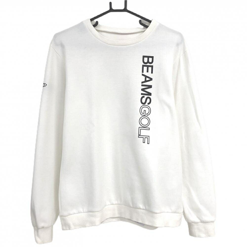 ビームスゴルフ トレーナー 白×黒 ロゴプリント メンズ M ゴルフウェア BEAMS GOLF