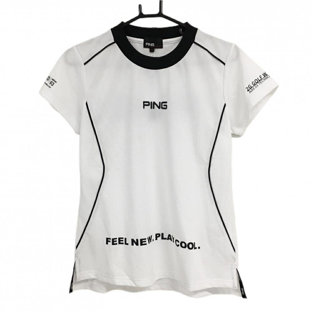 【新品】ピン Tシャツ 白×黒 パイピングライン レディース M ゴルフウェア PING