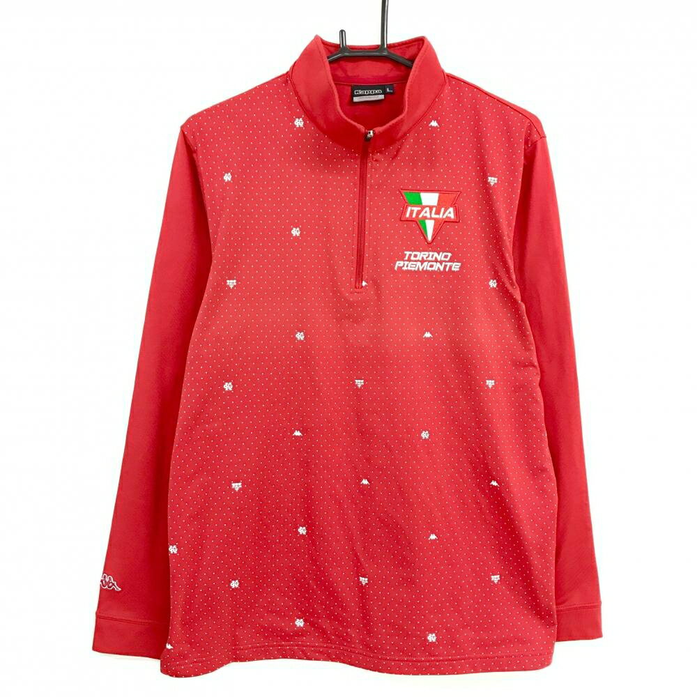 Kappa - 【美品】カッパ 長袖ハイネックシャツ レッド×白 前身頃ドット ハーフジップ メンズ L ゴルフウェア Kappa