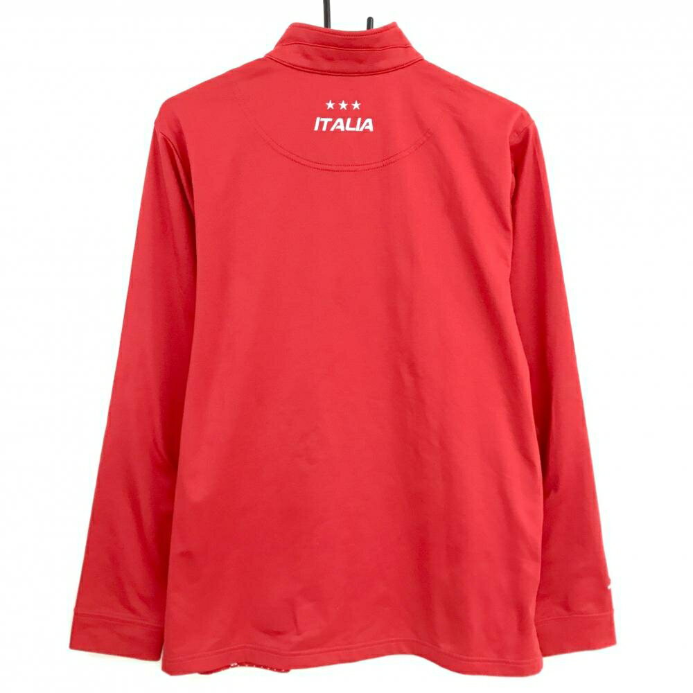 【美品】カッパ 長袖ハイネックシャツ レッド×白 前身頃ドット ハーフジップ メンズ L ゴルフウェア Kappa