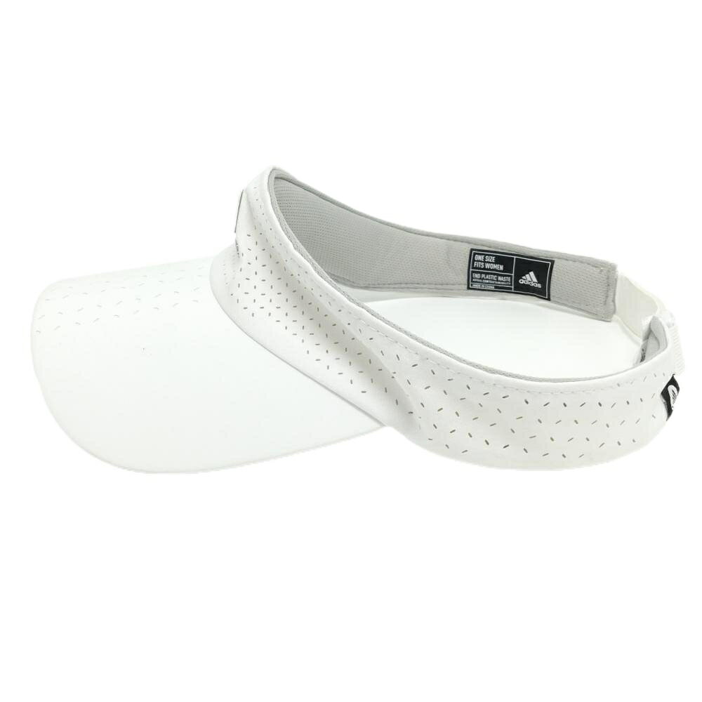 アディダス サンバイザー 白 ロゴシルバー ONE SAZE FITS WOMAN ゴルフウェア adidas