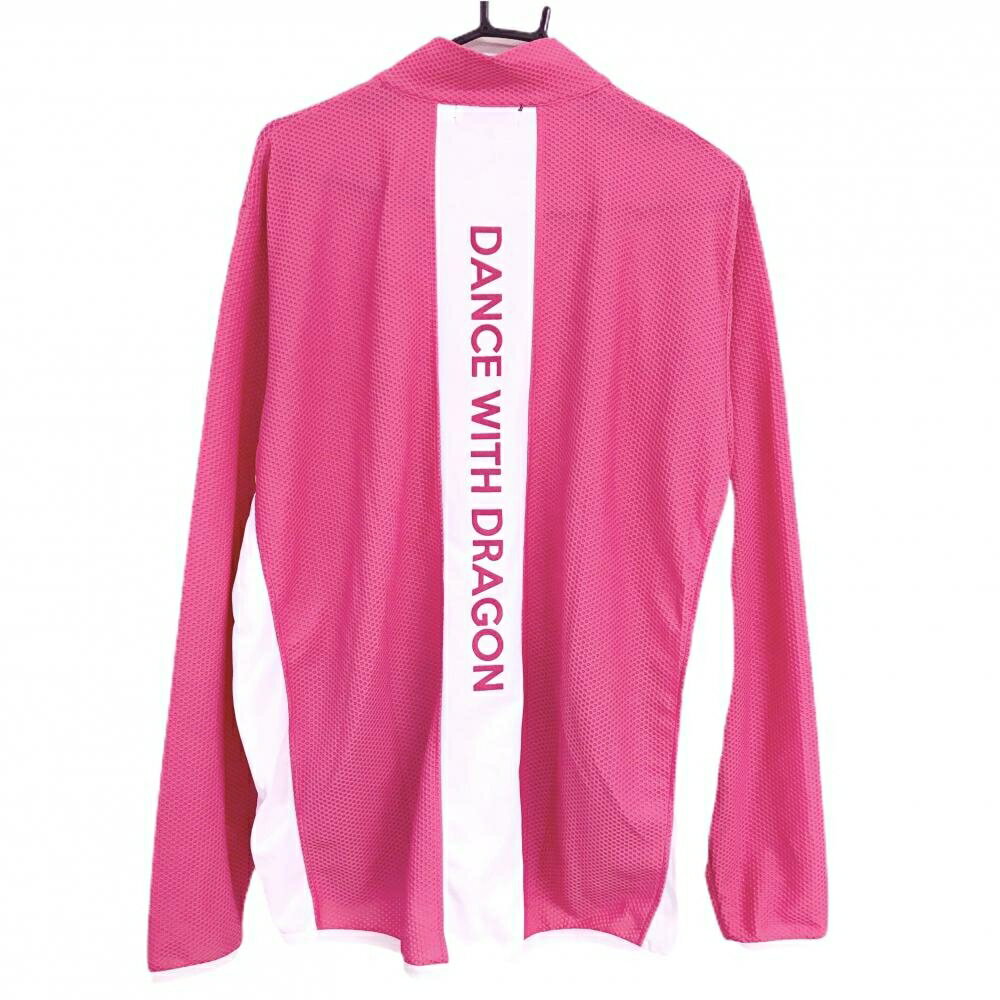 【超美品】ダンスウィズドラゴン ジャケット ピンク×白 凹凸生地 後ろセンターロゴ メンズ 5(2XL) ゴルフウェア Dance With Dragon
